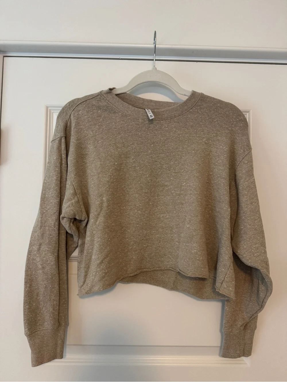 Z Supply Cropped Crew Sweatshirt in Taupe Heather